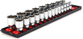 TEKTON 1/2 Inch Drive 6-Point Socket Set, 23-Piece | SHD92002 | (10 - 32 mm), Shallow, Socket Rail