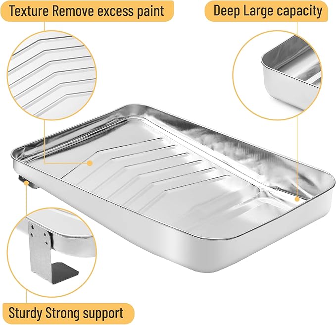 Bates 9 Inch Paint Tray Liners - 21 pcs, One Metal Tray with 20 Plastic Liners