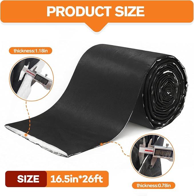 RV Camper Insulation Roll, Water-Resistant Thermal & Sound Barrier, ‎Automotive Camper Van Insulation 16.5" x 315" for Van Conversions, RVs, Trucks