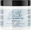 Dixie Belle Silk All-in-One Mineral Paint - Whitecap (16oz) - Bright White Water Based Built-In Primer + Topcoat for Wood + Metal - Durable Furniture Paint - Low Reflective Finish