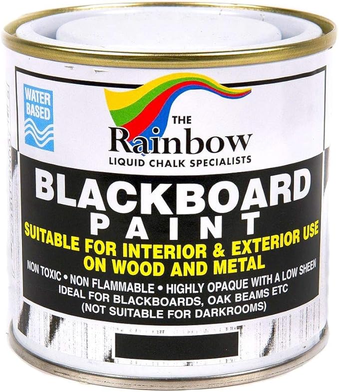 Chalkboard Blackboard Paint - Brush on Wood, Metal, Glass, Wall, Plaster Boards Sign, Frame or Any Surface. Use with Chalk Pen Wet Erase, Non-Toxic - Matte Finish [Black] - (8.5oz Cover 32 sf)