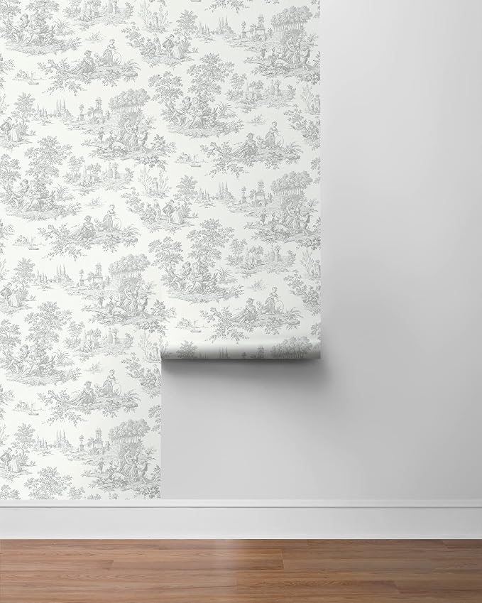 NextWall Chateau Toile Peel and Stick Wallpaper (Argos Grey)