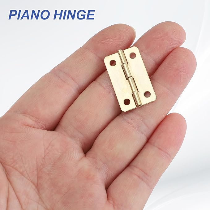 MECCANIXITY Small Butt Hinges 1-1/2 Inch Mini Jewelry Box Hinge with Screw for Jewelry Wooden Boxes Cabinet Drawer Doors Gate (Gold Tone, Pack of 12)