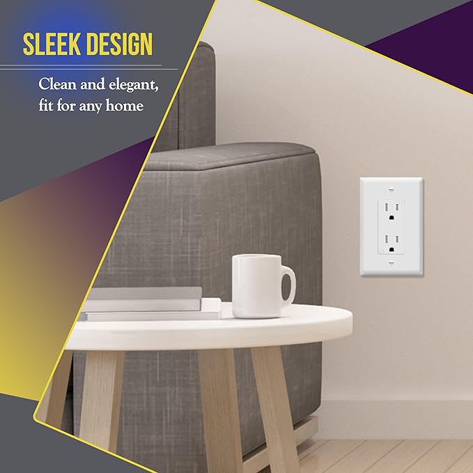 ENERLITES Decorator Light Switch or Receptacle Outlet Wall Plate, Gloss Finish, Mid-Size 1-Gang 4.88" x 3.11", Polycarbonate Thermoplastic, UL Listed, 8831M-W, White