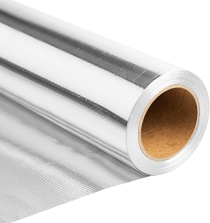 Sauna Foil Vapor Barrier, 4FT x 125FT 500 sqft Aluminum Insulation | Heavy-Duty Reflective Thermal Barrier Roll, Non-Perforated Aluminum Foil, Energy Saver for Sauna, Attic, Garage, Crawl Space