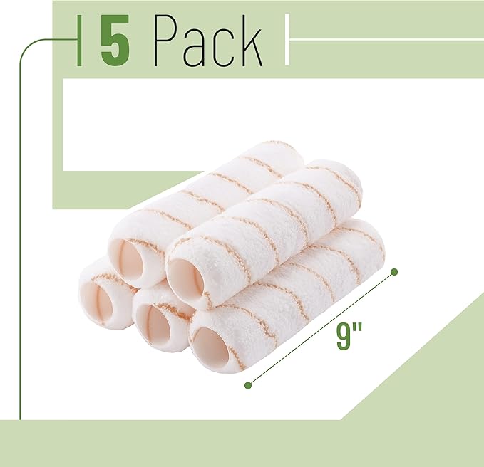Bates- Paint Roller Covers, 9", Brown Stripes, 5 Pack, Covers for Paint Rollers 9 Inch, 9 Inch Paint Roller Covers, Paint Roller Cover, Paint Roller Covers 9 Inch, Large Paint Roller Covers
