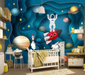 YIHWM-Peel and Stick Cartoon Planet Wallpaper Outerspace Astronaut Mural | Tear-resistant,with a substantial feel;Will not be damaged during repositioning.Boy's Room,kids room wallpaper.S-80"x58"