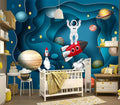 YIHWM-Peel and Stick Cartoon Planet Wallpaper Outerspace Astronaut Mural | Tear-resistant,with a substantial feel;Will not be damaged during repositioning.Boy's Room,kids room wallpaper.M-118"x85"