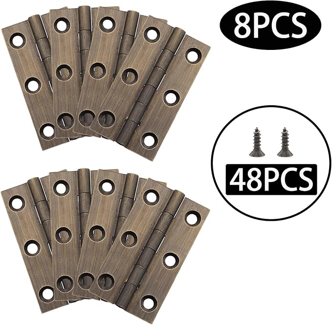 8 Pcs 27mmx50mm / 1.06" x 1.97" Bronze Mini Hinges, 2 Inch Solid Brass Folding Butt Hinge, Cabinet Hinge for Jewelry Box, Drawer Cabinet Furniture