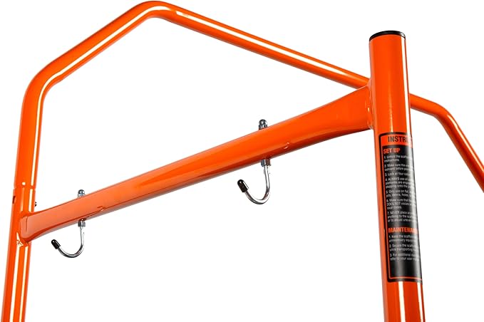 Wen 4-Foot Portable Rolling Scaffolding, 500-Pound-Capacity with Foldable Design, Safety Rail and Tool Shelf (31107)