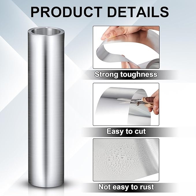 Therwen 1 Roll Aluminum Flashing Roll Metal Aluminum Roof Panels 0.2 mm Thickness Roof Flashing Strip for Sealing Windows Doors Siding Backyard Stains Moss and Mildew Prevention (10" x 10')