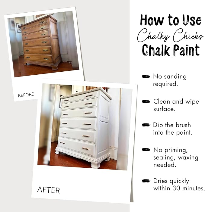 Chalky Chicks 16 Fl Oz Matte Gun Metal Gray (Dark Gray) Chalk Paint for Furniture Without Sanding - No Prep Furniture Paint No Sanding All in One for Crafts, Walls, Cabinet, Metal, Dresser, Farmhouse