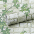 Green Leaves Brick Wallpaper Peel and Stick Realistic Distressed Textured Waterproof Self Adhesive Contact Paper Vintage Removable Vinyl Wall Paper Faux Brick Look Wall Covering 23.6"x393"
