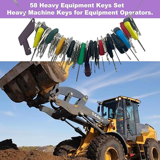 58 Heavy Equipment Key Master Set, Construction Ignition Key Heavy Machinery Fits Cat Caterpillar John Deere Komatsu Bobcat Kubota JCB Case Hyster Yanmar Daewoo Takeuchi New Holland