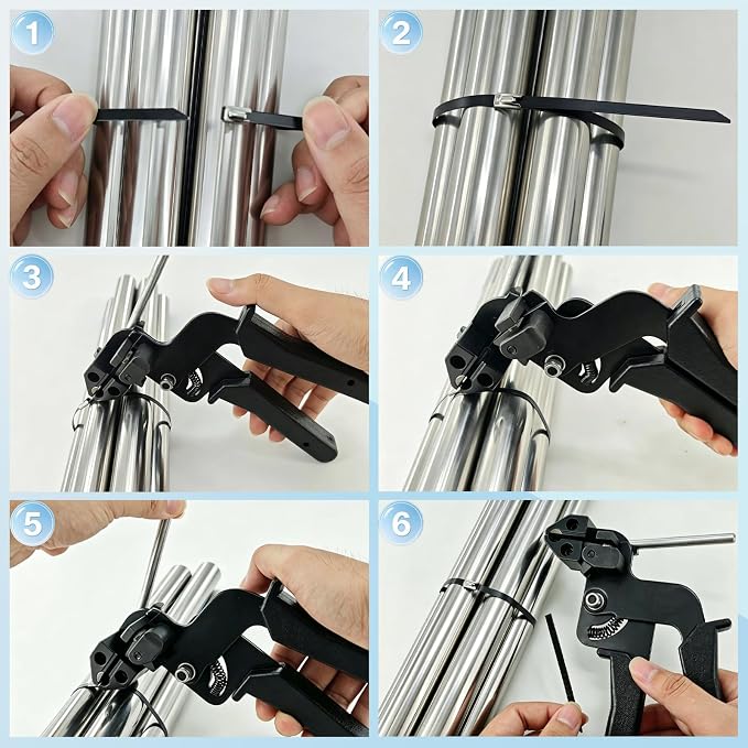 100PCS 0.18X15.75Inch 304‑Steel Self‑Locking Zip‑Ties for Auto Pipes Fences | Rust‑proof 304‑steel ties firmly fasten machinery, pipes and outdoor fences.
