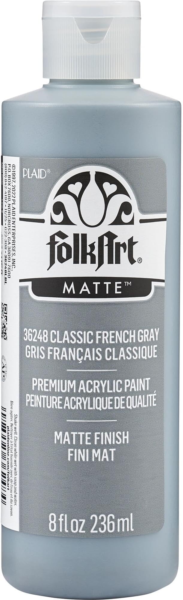 FolkArt Acrylic Craft Paint, Matte Finish, Classic French Gray, 8 fl oz