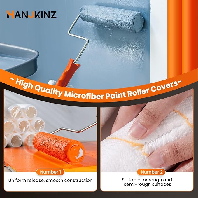 9 Inch Microfiber Paint Roller Covers, 20 Pack, Paint Rollers 9 Inch (3/8" Nap), Large Paint Rollers, Paint Supplies for Painting Walls