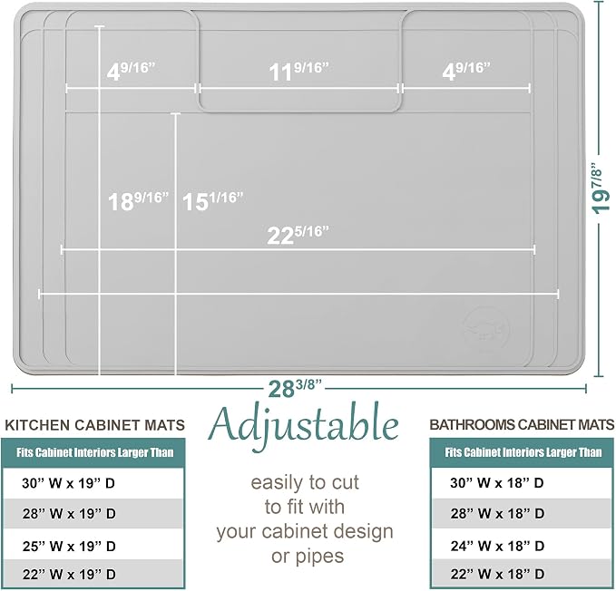 Heavy-Duty Under Sink Mat – Waterproof Silicone Cabinet Liner for Kitchen & Bathroom | Protects from Leaks, Spills | Trimmable, Easy to Clean, Ideal for Homeowners | 28" x 19" or smaller