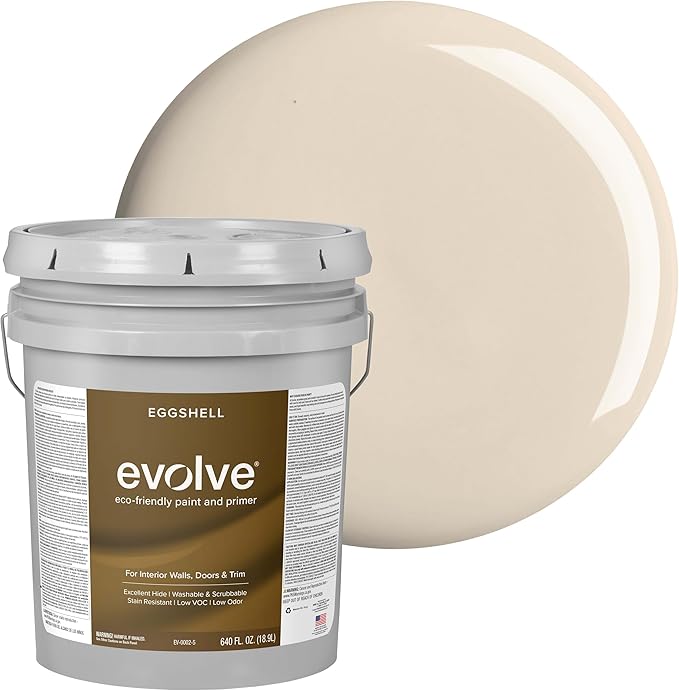 EVOLVE Paint & Primer: Environment-friendly, Low Sheen with One-coat Coverage for Interior & Exterior surfaces (Beach Beige, 5-Gallon)