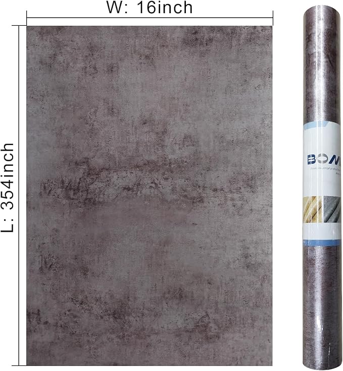 BOMENG Purple Wallpaper Peel and Stick Concrete Vinyl Wrap Silver Rusty Vintage Industrial Wallpaper Cement Concrete Contact Paper for Countertops Self Adhesive Wall Covering for Walls 16"x354"