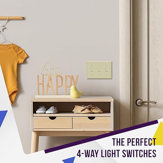 ENERLITES 4-Way Toggle Light Switch, Four Way, Side Wiring, Copper Wire Only, Grounding Screw, Residential Grade, 15A 125VAC 60Hz,UL Listed, 84150-I, Ivory