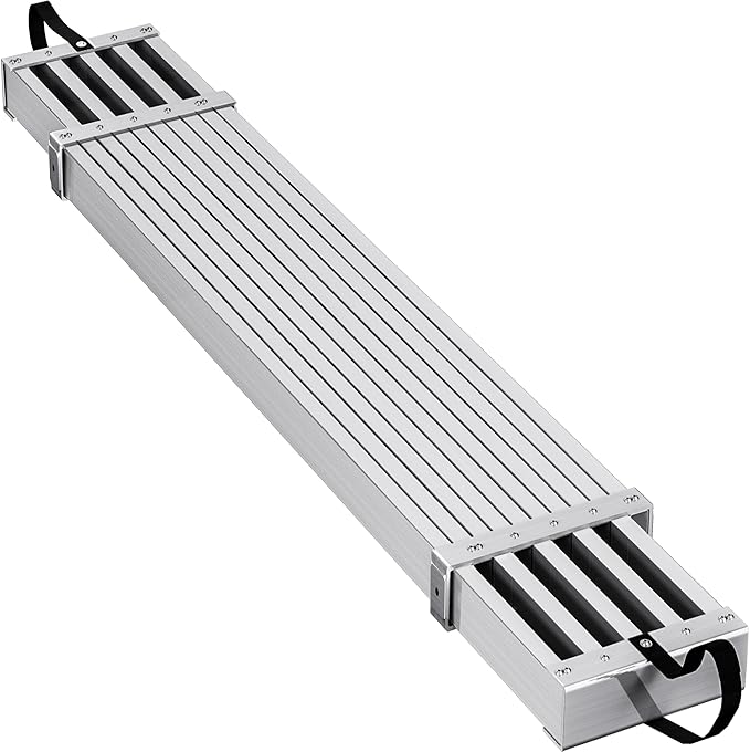 YINTATECH Extendable Aluminum Plank, Upgraded Ladder Scaffolding Planks, 6-9 ft Adjustable Length, 12.5 in Wide, Telescoping Work Plank with Skid-Proof Platform, 440lbs, Silver