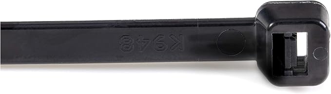 StarTech 10"(25cm) Cable Ties, 94V-2/UL Listed, Black, TAA (CBMZT10B) | 1/8"(4mm) wide, 2-5/8"(68mm) Bundle Diameter, 100 Pack, 50lb(22kg) Tensile Strength, Nylon Self Locking Zip, Curved Tip