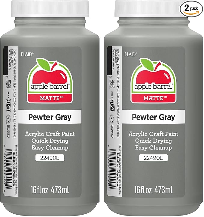 Apple Barrel ACRYLIC PAINT, 16 oz, Pewter Grey (Pack of 2)