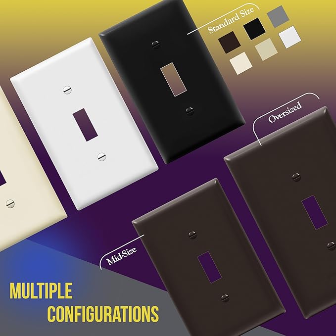 ENERLITES Double Toggle Switch Cover, Two Gang Light Switch Wall Plate, Gloss Finish, Oversized 2-Gang 5.5" x 5.5", Unbreakable Polycarbonate Thermoplastic, UL Listed, 8812O-BR, Brown