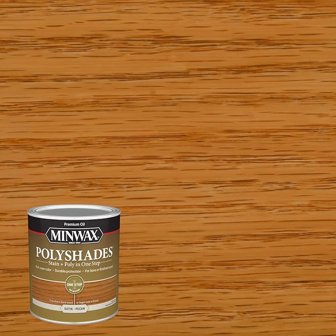 Minwax PolyShades Wood Stain + Polyurethane Finish – Quart, Pecan, Satin, Brown