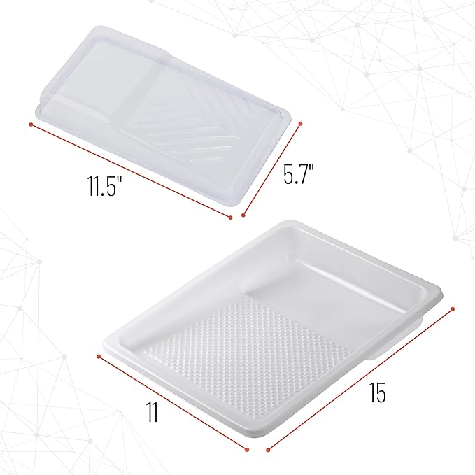 Bates- Paint Tray Liner, 4" and 9", 20 Pack, Clear 4" and White 9", Plastic Disposable Paint Tray for Painting Walls