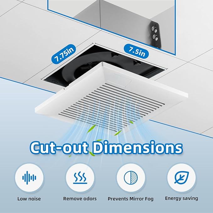 JOEAONZ Bathroom Exhaust Fan 110 CFM Very Quiet with Matel Housing, Ceiling Mount Ventilation Fan Large Air-flow Capacity, Energy-Saving Household Bath Vent Extractor, White Plastic Grille