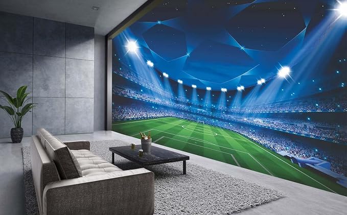 Jdayda Soccer Stadium Wallpaper Mural Large Art Wall Background | 149"x107" Painting for Soccer Hall Bedroom Living Room