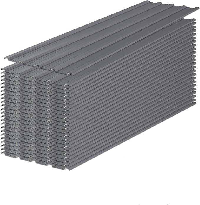 Roof Panels 10 pcs L60.63×W16.77 inch Galvanized Steel, Metal Corrugated Tin Roofing Panels Gazebo Top Cover Heavy Duty Roof Replacement for Patio Outdoor Garden, Grey