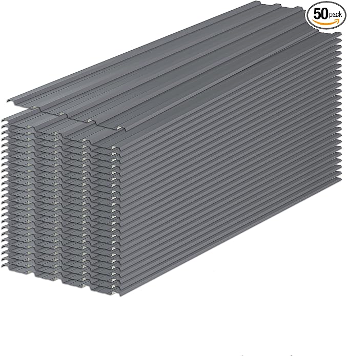 Roof Panels 50 pcs L60.63×W16.77 inch Galvanized Steel, Metal Corrugated Tin Roofing Panels Gazebo Top Cover Heavy Duty Roof Replacement for Patio Outdoor Garden, Grey