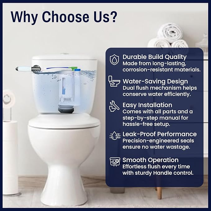2 INCH DUAL FLUSH VALVE CONVERSION KIT AND OVERFLOW WATER CONSERVER - WITH METAL-CERAMIC HANDLE