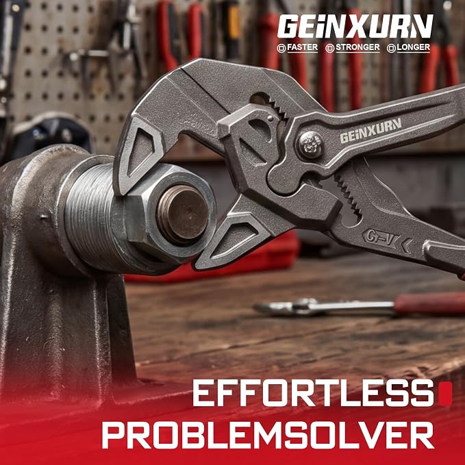 GEINXURN 12-Inch Pliers Wrench, 1PC Smooth V-Jaw Pliers with 24-Position Push-Lock, Fast Adjustable Slip Joint Pliers Set for Plumbing, Home Repair, and Pipe Fittings