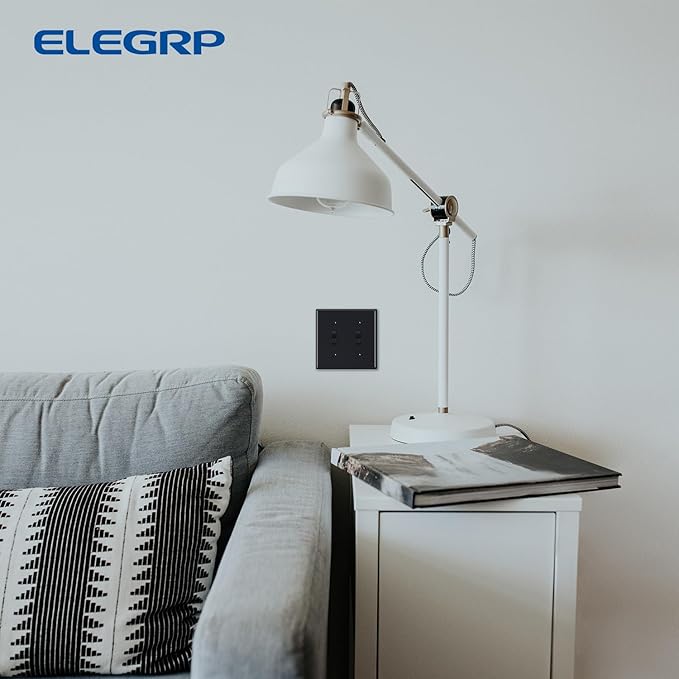 ELEGRP 2-Gang Toggle Switch Wall Plates, Standard Size 4.53" H x 4.57" L Unbreakable Thermoplastic Faceplate Cover for Toggle Dimmer Light Switches, UL Listed (5 Pack, Glossy Black)
