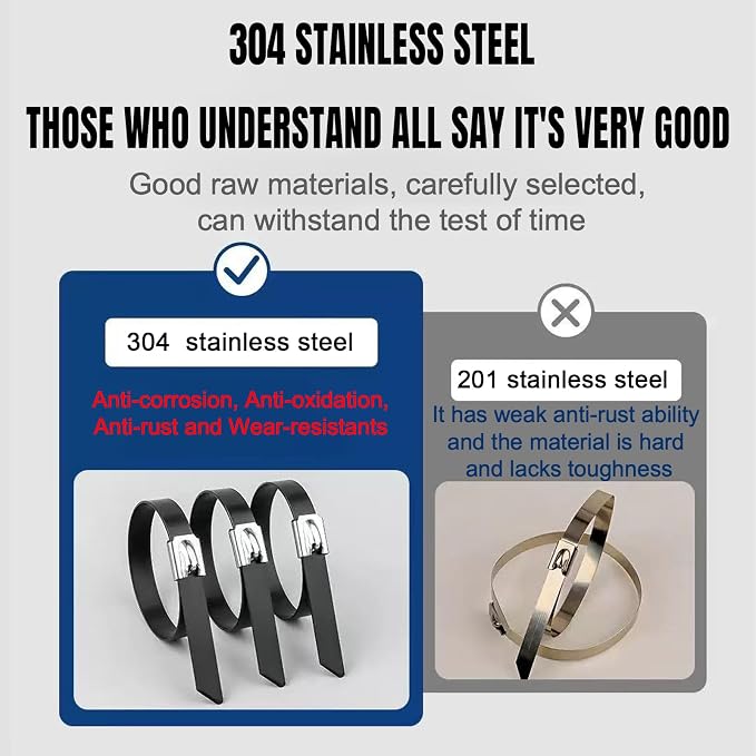 Black Metal Zip Ties, 11.8inch 100pcs Stainless Steel Zip Ties | Uv Resistant Chain Link Fence Ties for Machinery, Exhaust Wrap, Farm, Pipe, Roof, Cable, and Outdoor Fences