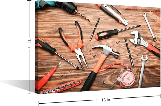 Canvas Wall Art Tools Themed Photography Artwork Screwdriver Gloves Wall Art Paintings Modern Picture Print Frameds for Living Room Dinning Room Bedroom Bathroom Home Decor 1 Pieces (12"Wx18"H)