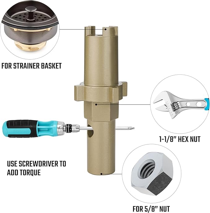 DURATECH Faucet Wrench, Sink Wrench, 8 in 1 Plumbing Wrench, Faucet Installation and Removal Tool for Plumbing Repair