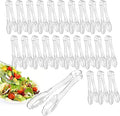 24 Pack Plastic Tongs for Serving, 9 Inch Heavy Duty Hard Plastic Serving Tongs with Scalloped Tips, Reusable or Disposable Serving Utensils for Buffets, BBQ, Bakery, Parties & Catering