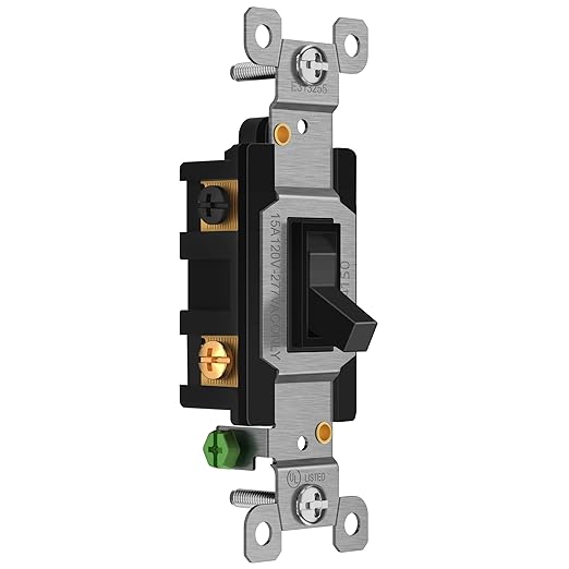 ENERLITES 4-Way Toggle Light Switch, Four Way, Side Wiring, Copper Wire Only, Grounding Screw, Residential Grade, 15A 125VAC 60Hz, UL Listed, 84150-BK-5PCS, Black 5 Pack