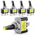 Nilight 5PCS LED Toggle Switch ON Off 12V 30A Yellow Lighted Metal Heavy Duty SPST 3 Pin Rocker Switches 12mm Mounting Hole for Automotive Cars Trucks Boats Racing Cars