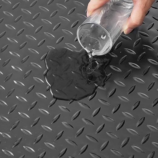 VEVOR Rubber Flooring Roll, 4 x 15 ft SBR Diamond-Plate Rubber Mat, 3mm Thickened, Easy to Clean, Customizable Size, Non-Slip Floor Protector Mat for Under Cars, Garage, Warehouse, Industry Gym, Black
