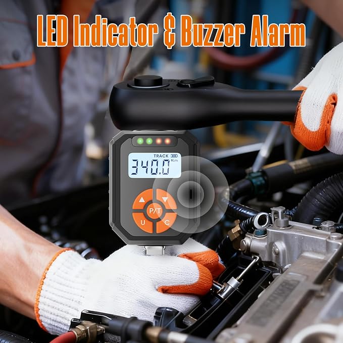 1/2" Digital Torque Wrench Adapter Set, 12.54-250.8 Ft.lb/17-340 N.m Electronic Torque Adapter with Buzzer & LED Indicator for Automotive Motocycle Car Repair