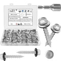 Metal Roofing Screws #10 × 2 Inch, 50-PCS, Hex Head Rustpert Coating Sheet Metal to Wood Siding Screw with EPDM Rubber Washer, Sharp Point, Hex Socket Included