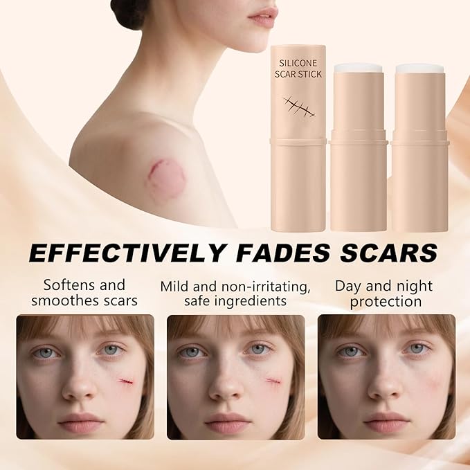 2pcs Scar Solutions Silicone Scar Stick, Made of 60% Silicone, Lightweight & Easy to Apply, Gentle on All Skin Types