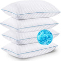 VVZ Cooling Bed Pillows Standard Size Set of 4,Shredded Memory Foam Pillows with Gel, Adjustable Firmness for Side, Back, Stomach Sleepers, 20x26, White