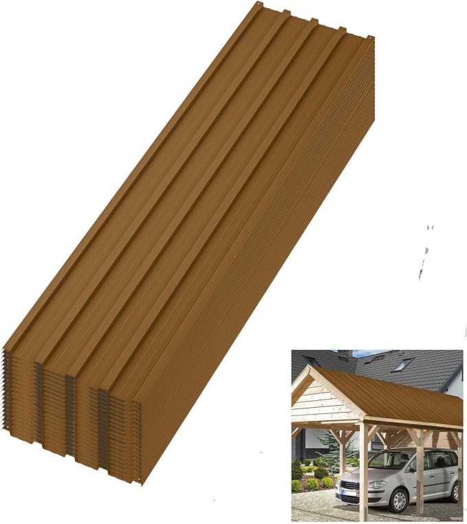 20 Pcs Metal Roofing Panels – Heavy Duty Galvanized Steel Corrugated Roof Panels, Waterproof & Rustproof for Carport, Tool Shed, Patio, Pergola, Easy DIY Installation, 73.2 in x 16.77 in